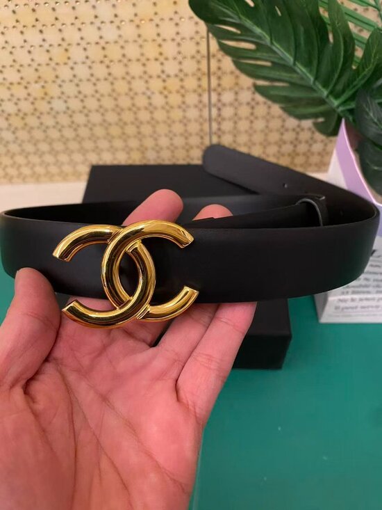 Chanel gold leather belt